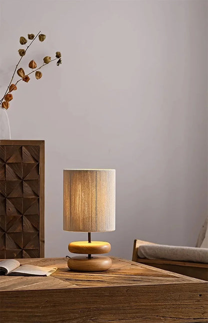 Japanese Bedside Walnut Solid Wood Table Lamp for Bedroom Designer Living Room Study Retro