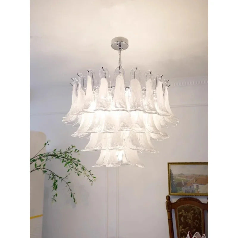 White Petal Glass chandelier French branch shaped crystal pendant light