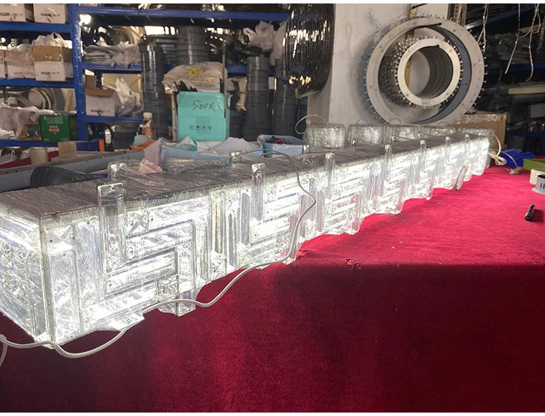 Modern crystal long strip chandelier Luxury Gold  Kitchen island Pendant lamp