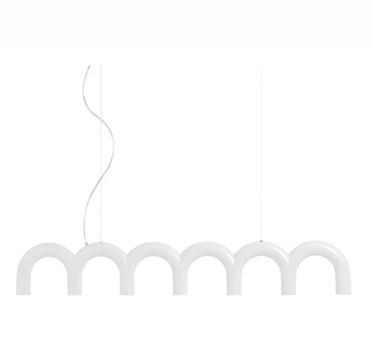 Oblure Arch Chandelier Post Modern Design Pendant Light for Coffee living Room Kitchen U shaped Lamp Blue Metal macaron lamp