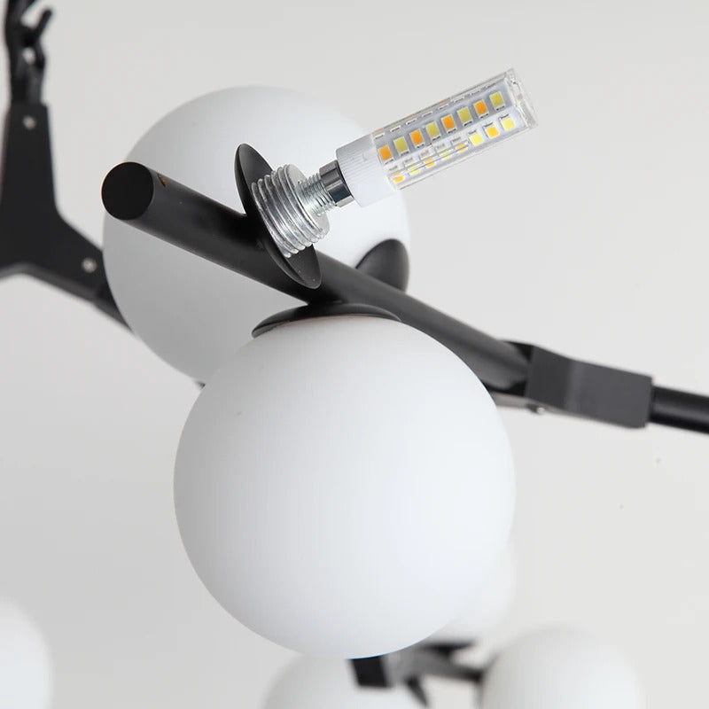 Nordic tree branch ball chandelier Modern white glass ball Led Pendant lights