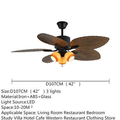 American Retro ceiling Fan Light European Mid-Century vintage Luxury chandelier Remote Fan