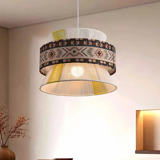 Bohemian Pendant Light Retro Cotton Rope Woven Chandeliers