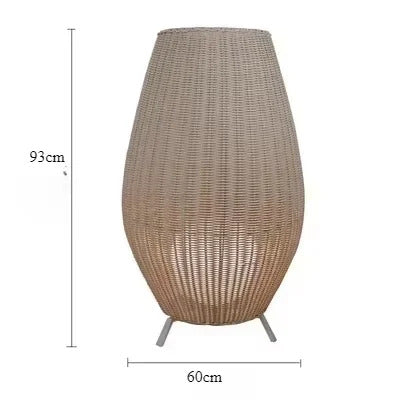 Natural handmade rattan floor lamp Japanese Outdoor waterproof Garden standing lamp
