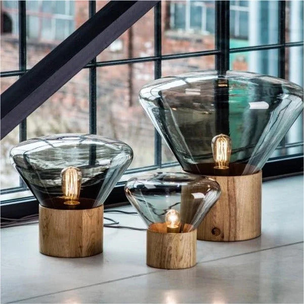 Muffins Table Light Creative Wood Lamp Art Deco amber grey Glass lamp Living Room Restaurant Hotel Bedroom beside Corner Lamp