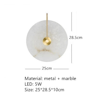 MEDIAN Wall Lamp Round Shape Gold Natural marble LED Wall sconce lighting