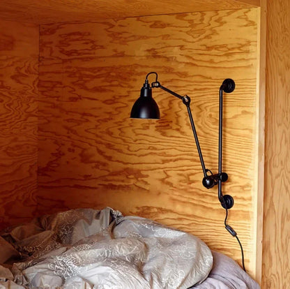 Nordic simple long black wall light Industrial Pole Swing Arm vintage Reading wall lamp
