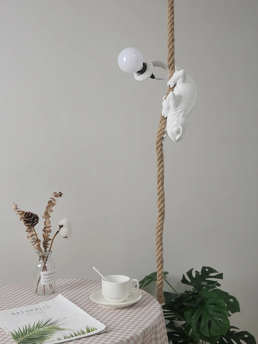 Resin chameleon pendant light Retro Hemp Rope Monkey Pendant Lamp