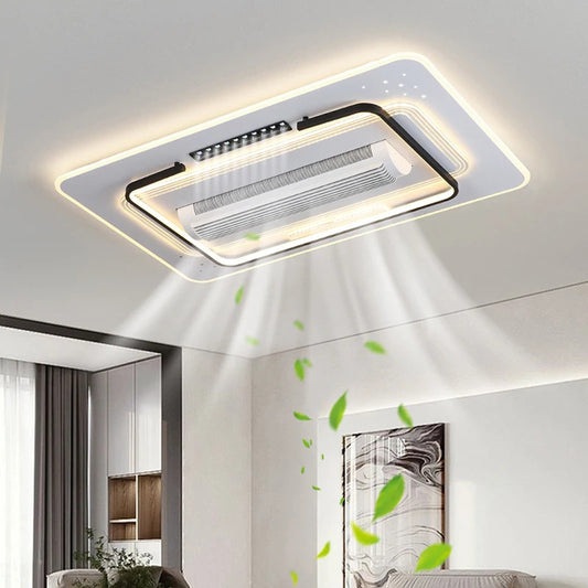 Invisible Bladeless Ceiling Fan LED Remote Control Living Room Dimmable Bladeless Fan Lamp