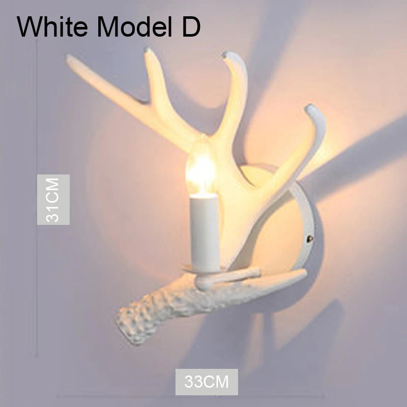 Retro Antler Chandelier Lighting Resin Deer Horn Pendant Lamp