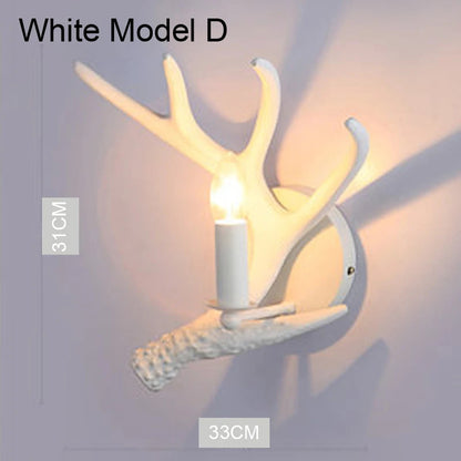 Retro Antler Chandelier Lighting Resin Deer Horn Pendant Lamp