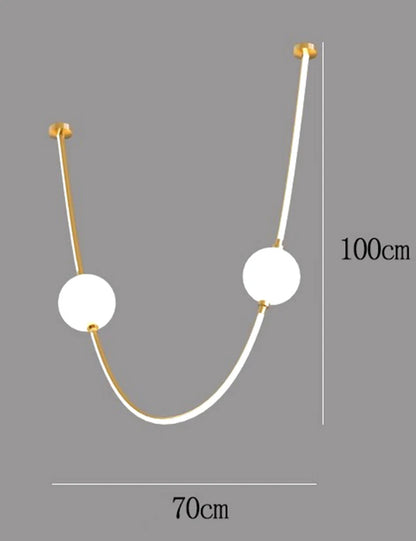 Postmodern glass ball chandelier nordic led curve light Dimmable staircase lamp