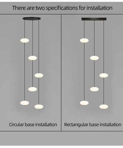 Modern villa Staircase Chandelier Nordic Oval String Ball Duplex Building LED pendant Light