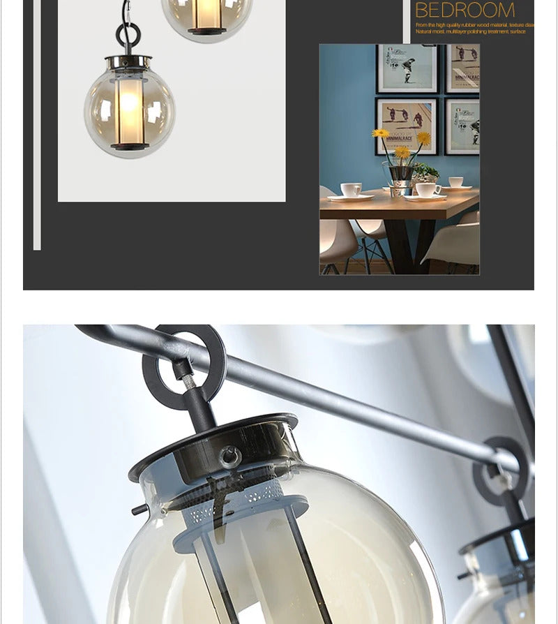 Bai Chandelier Postmodern crossbar design glass ball light