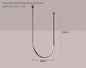 Nordic U-shaped Line Pendant Light LED Long Leather Hanging Lamp