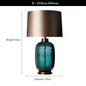 American Blue Glass Desk Lamp Fabric Lampshade Warm LED Light Bedroom Bedside Table Living Room Decor Accent