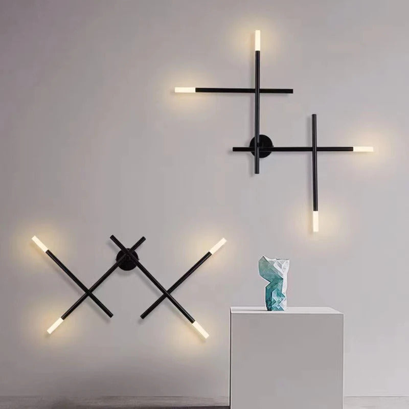 Nordic line Art Wall Lamp Modern Minimalist Creative Cross Shaped Sconce light