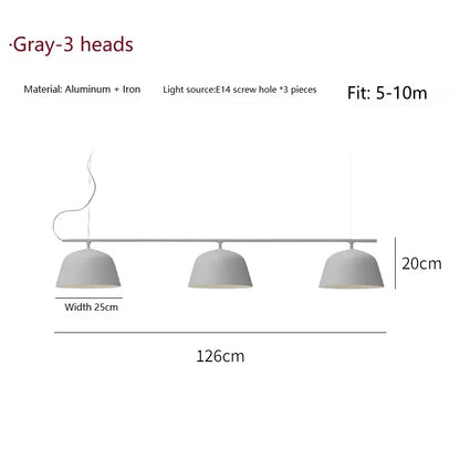 Danish designer Ambit rail pendant lamp Nordic black 3 heads long chandelier