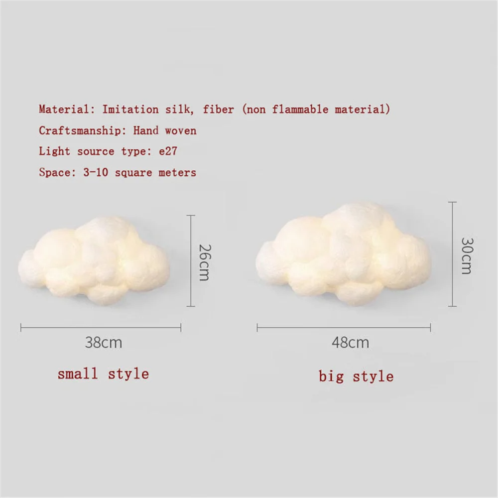 Novelty Cloud Wall Sconce Light Kids Children Bedroom Bedside Cartoon Cotton wall lamp