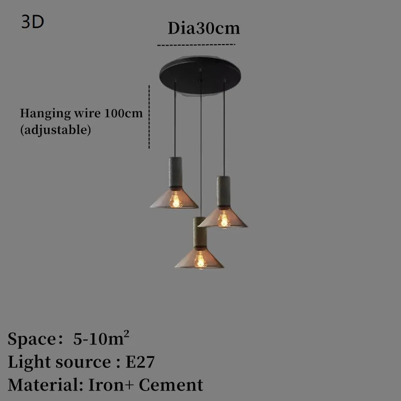 Industrial Concrete Pendant Light Home Decoration Chandelier Fixture Iron Shade Cement Hanging Lamp