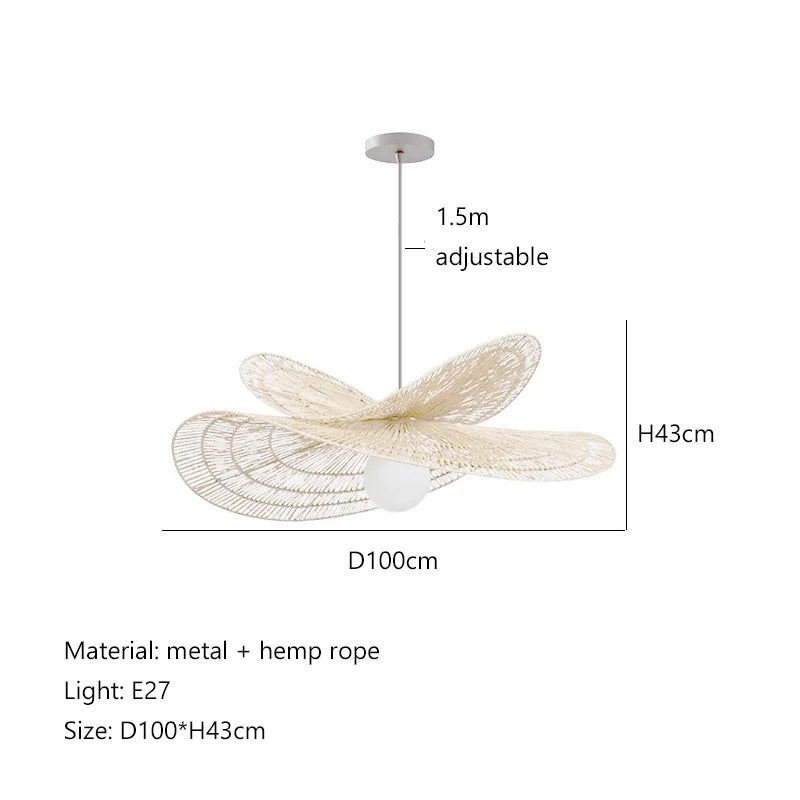 Wabi Sabi Rattan Chandelier Retro LED Weaving Pendant Lamp