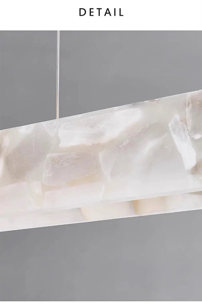 Luxury Linear Pendant Light LED Minimalist Natural Marble Chandelier Hanging Ceiling Fixtures for Kitchen Island Dining Room Bar