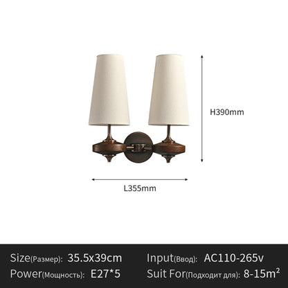 French Vintage Solid Wood Wall Lamp Luxury Retro Bedside sconce light