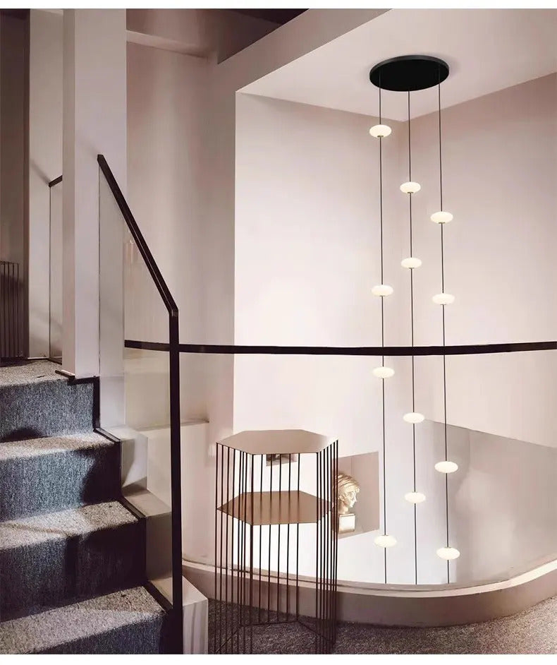 Modern villa Staircase Chandelier Nordic Oval String Ball Duplex Building LED pendant Light