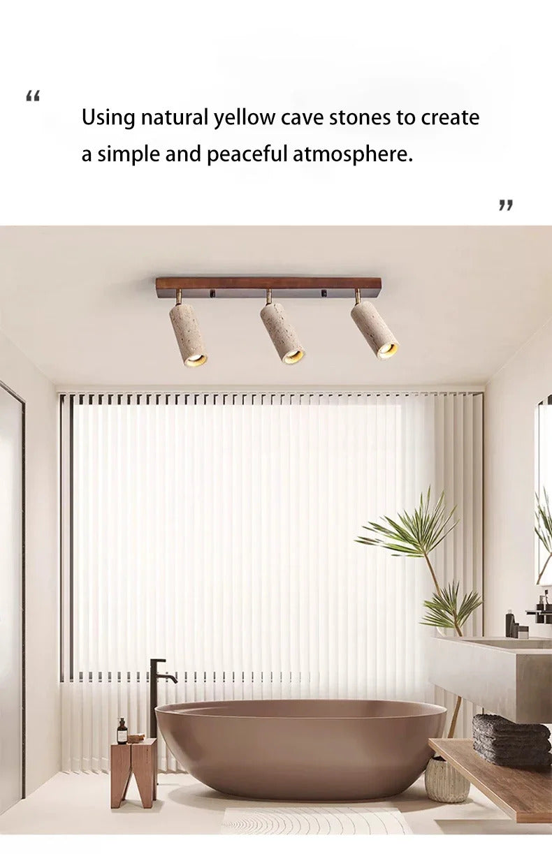 Yellow Travertine Ceiling Lamp for Bedroom Home Decor Lighting Fixtures