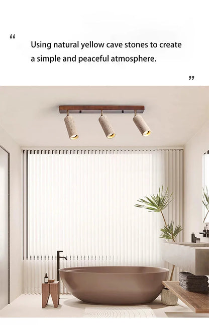 Yellow Travertine Ceiling Lamp for Bedroom Home Decor Lighting Fixtures