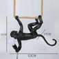Art creative monkey Pendant lamp White black Resin animal hemp rope wall lamp