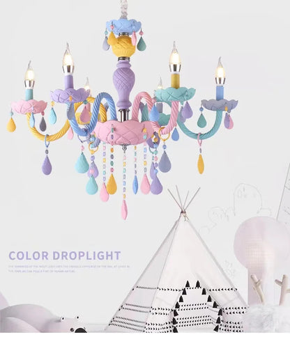 European Children rainbow chandelier Bedroom Princess room kawaii light