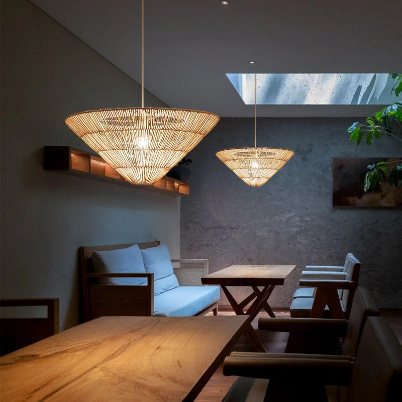 Nordic Umbrella Rattan Pendant Light Wabi sabi pendant lamp