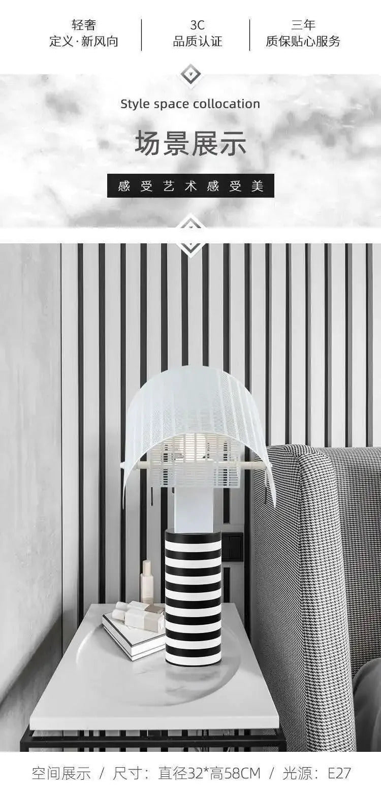 Italian Hot Sales Black White Creative Lamp Children's Bedroom Living Study Room Exhibition Hall LED Stripe Table Lighting