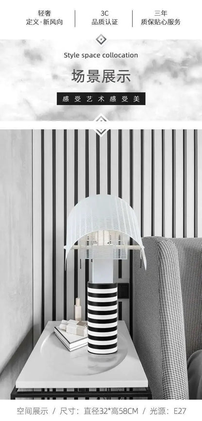 Italian Hot Sales Black White Creative Lamp Children's Bedroom Living Study Room Exhibition Hall LED Stripe Table Lighting