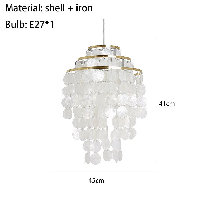 Real Shell Pendant Lights Gold Chrome Metal Romantic Beautiful Hanging Lamp Euphonious Voice E27 For Foyer Bedroom Dining Room