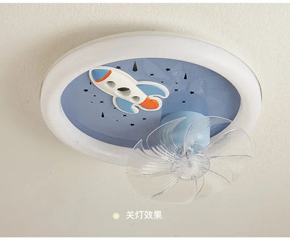 Modern Kids Room Ceiling Fan Light Cartoon Moon Astronaut children bedroom hanging Light