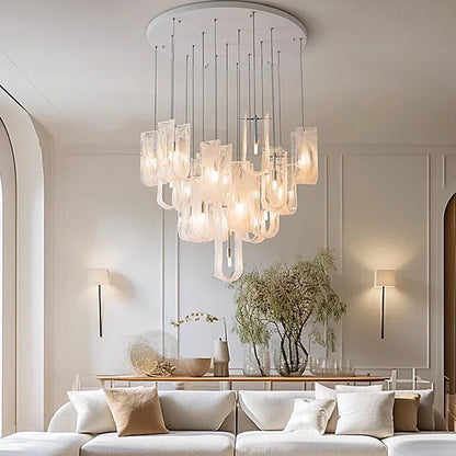 Nordic Cream Style Glass Pendant Lamp Luxury stair chandelier