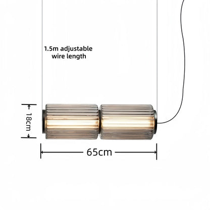 Restaurant Long Stripe Pendant Light Smoke Gray Glass Lampshade Nordic Led Hanging Light Living Dining Room Decor Pendant Lamp