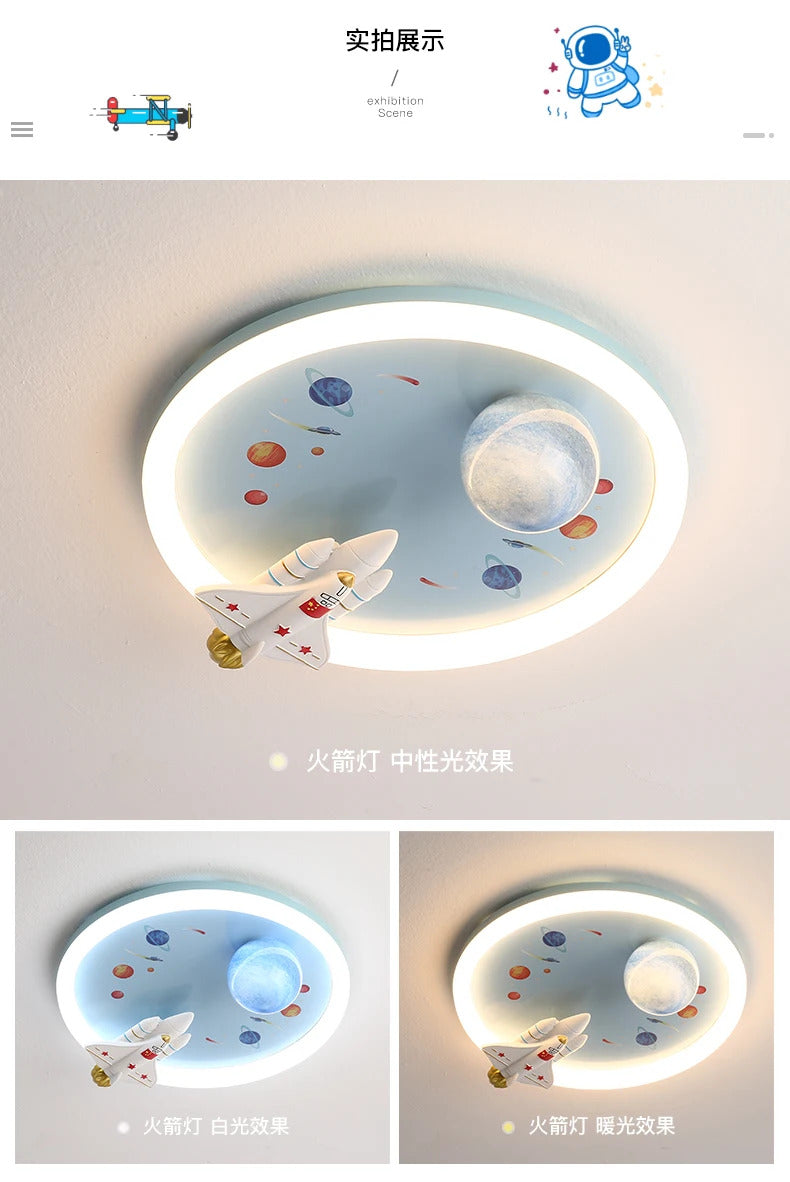 Modern Kids Room Ceiling Fan Light Cartoon Moon Astronaut children bedroom hanging Light