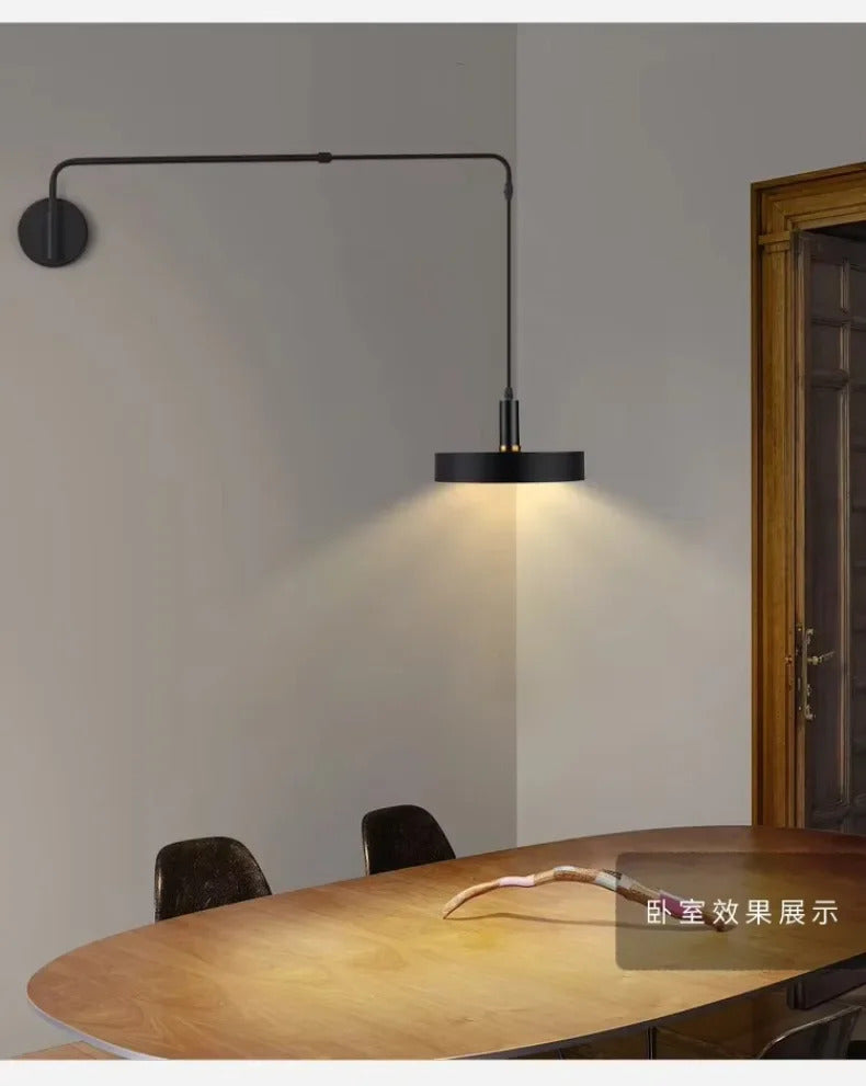 Nordic Swing Arm Black Wall Light Modern corner living room long Adjustable Wall lamp