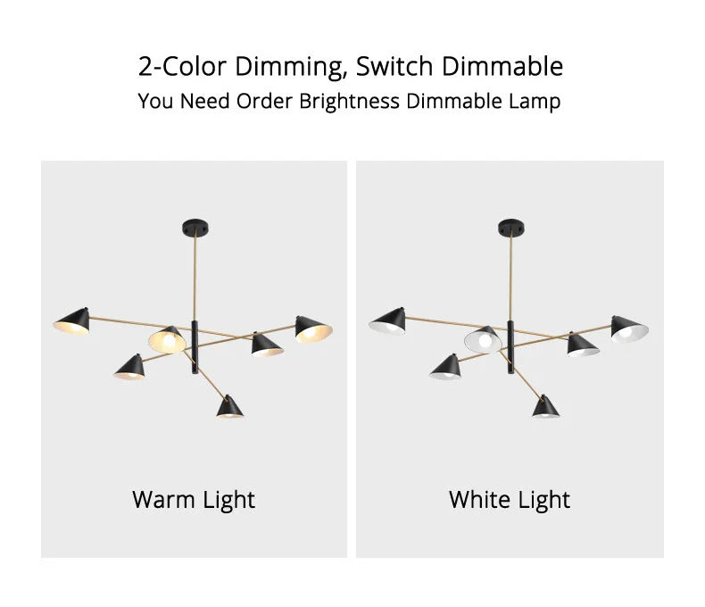 Nordic Minimalist Cone Shape chandelier Danish design black gold  iron Pendant Light