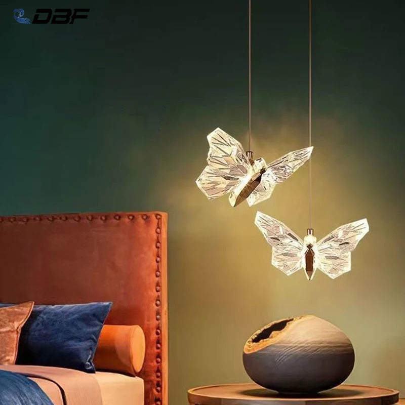 Crystal butterfly lamp Nordic Luxury Crystal Staircase Chandelier
