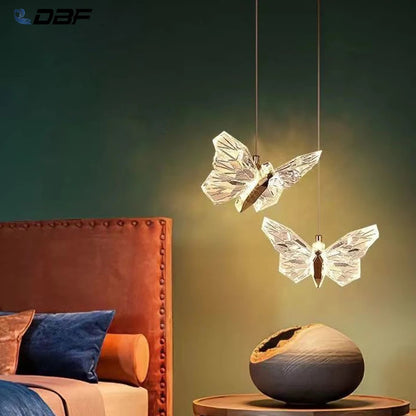 Crystal butterfly lamp Nordic Luxury Crystal Staircase Chandelier