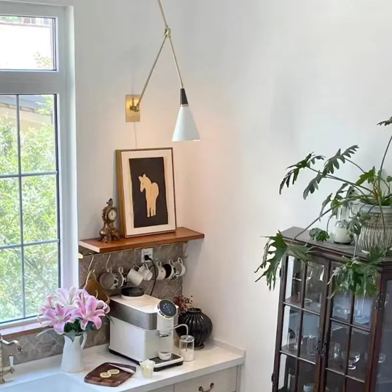 American Luxury Brass golden Wall Lamp Retro Swing Arm Adjustable Wall Light