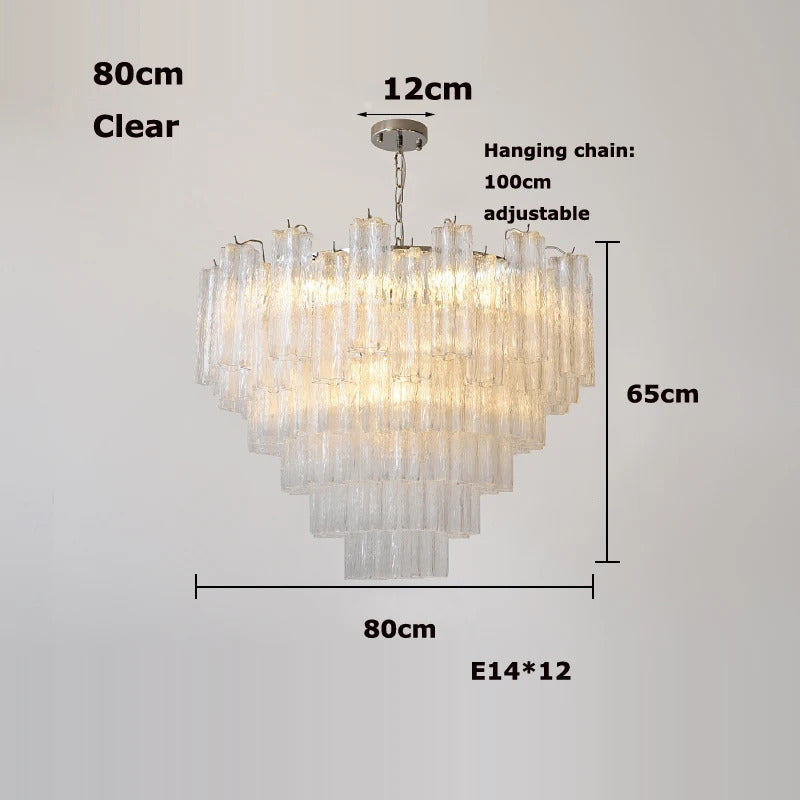 Pink Clear Glass Tube French Design Led Chandelier Lighting Hanging Lamp Lustre Suspension Luminaire Lamp For Dinning Room Decor