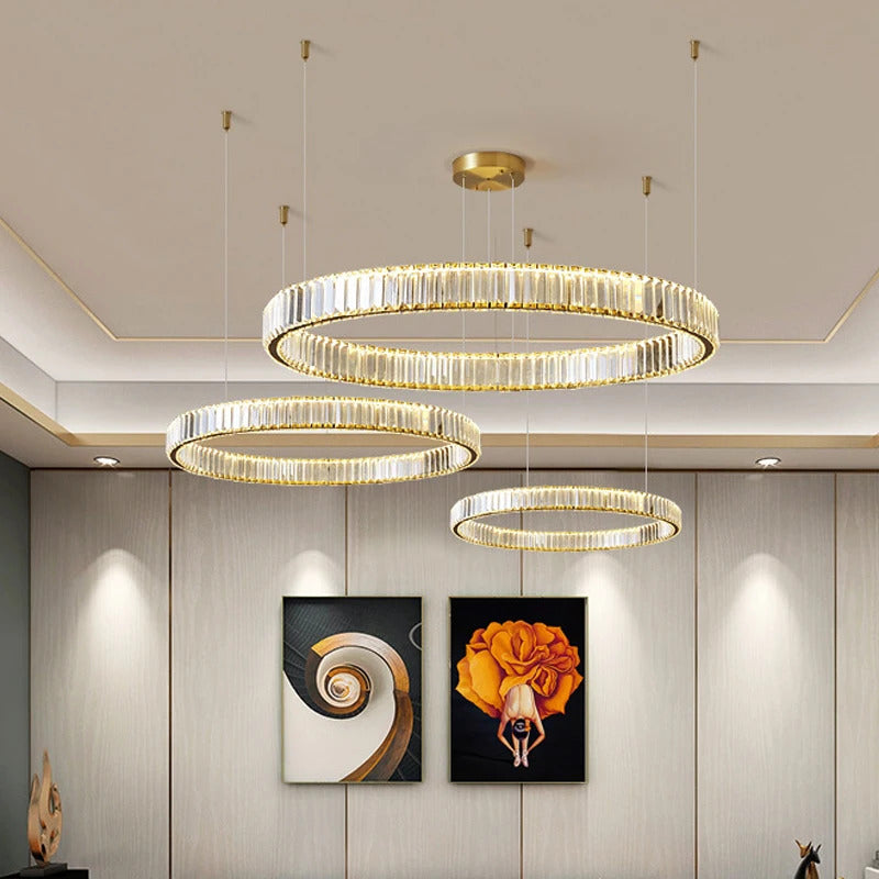 Luxury Crystal LED Pendant Lights Home Villa Living Room Dimmable Lighting Lustre Decoration Ceiling Chandelier Lamps Fixtures
