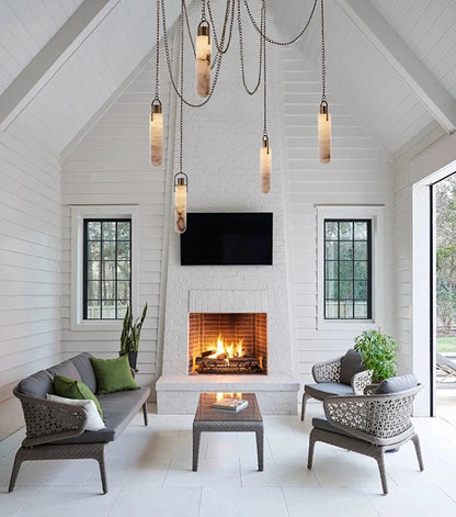 Marble Multi Light Pendant Chandelier Brass Alabaster Ceiling Chandelier Desigener For Living Dining Room Loft Staircase