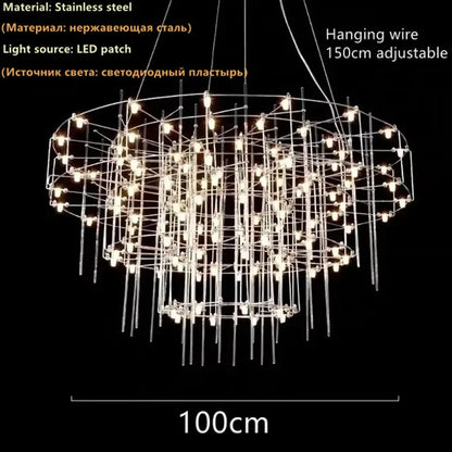Luxury Stainless Steel Chandelier Modern Chrome LED Firefly Ceiling Chandelier