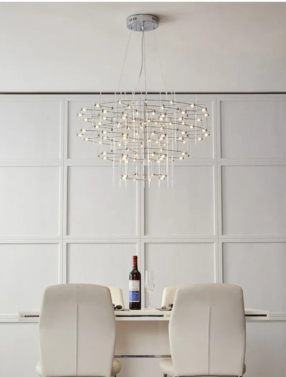 Luxury Stainless Steel Chandelier Modern Chrome LED Firefly Ceiling Chandelier